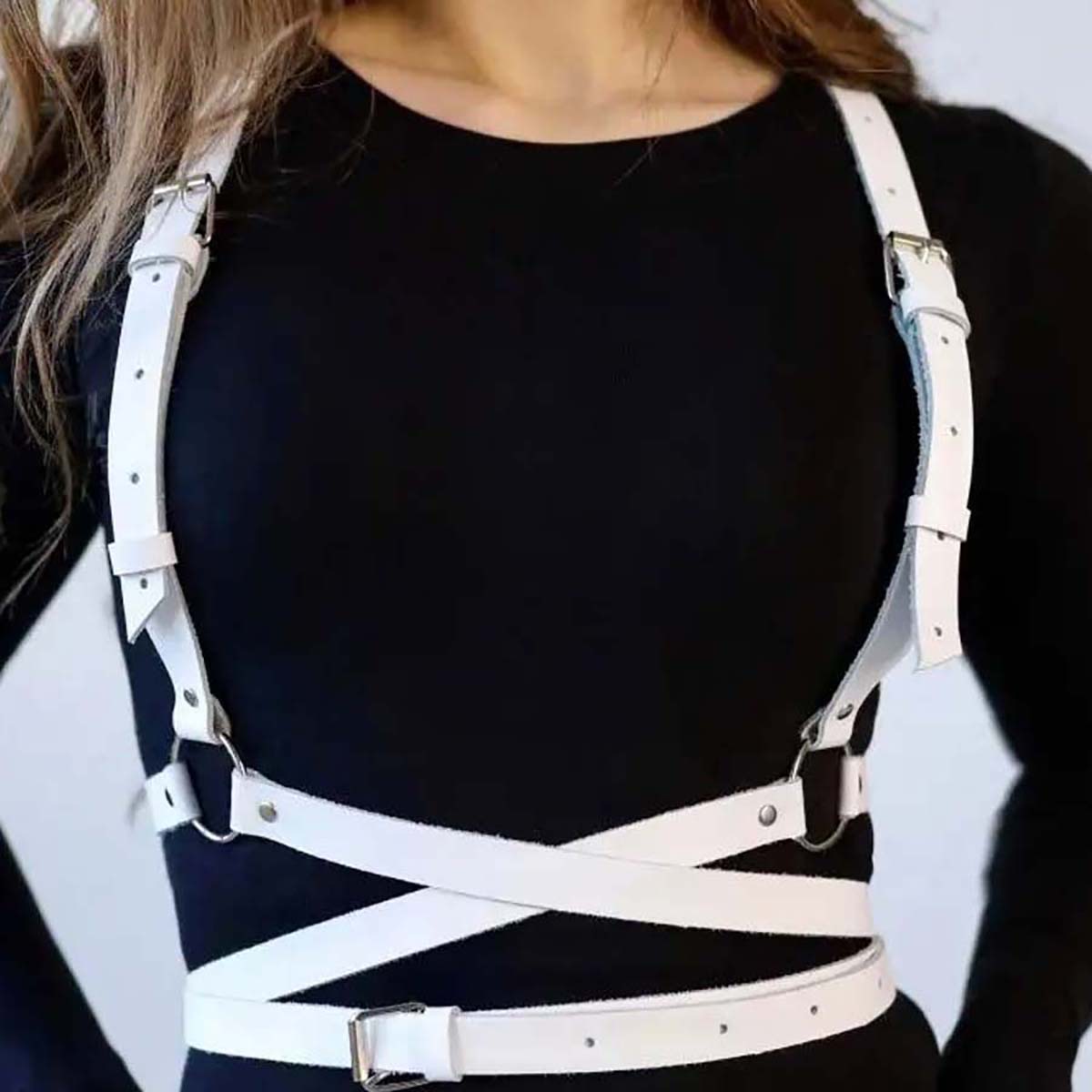 Leather Work Harness - Unisexowy modny pasek punkowy, skórzany pasek