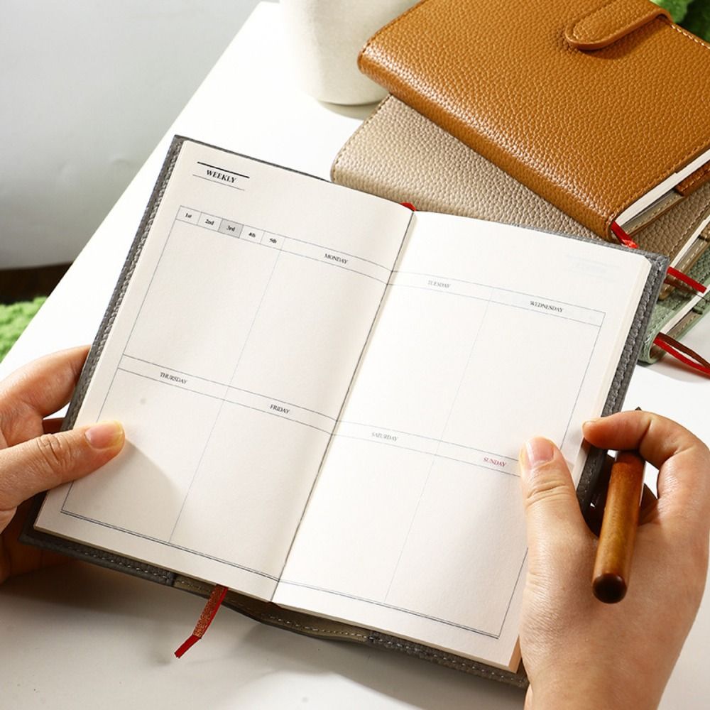 Leather Work Notepad - Notatnik przenośny z ekoskóry litchi, wysokiej
